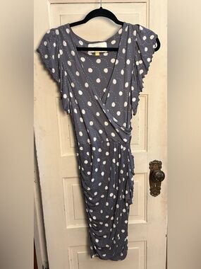 Leifsdottir Grey Midi Dress with White Floral Dots